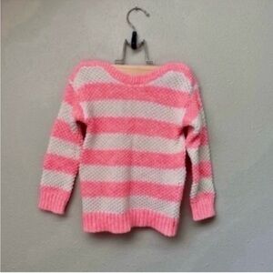 Kids Coral Pink & White Striped Sweater